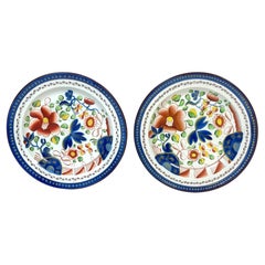 Paire de Gaudy Dutch  Assiettes à motif 'Single Rose