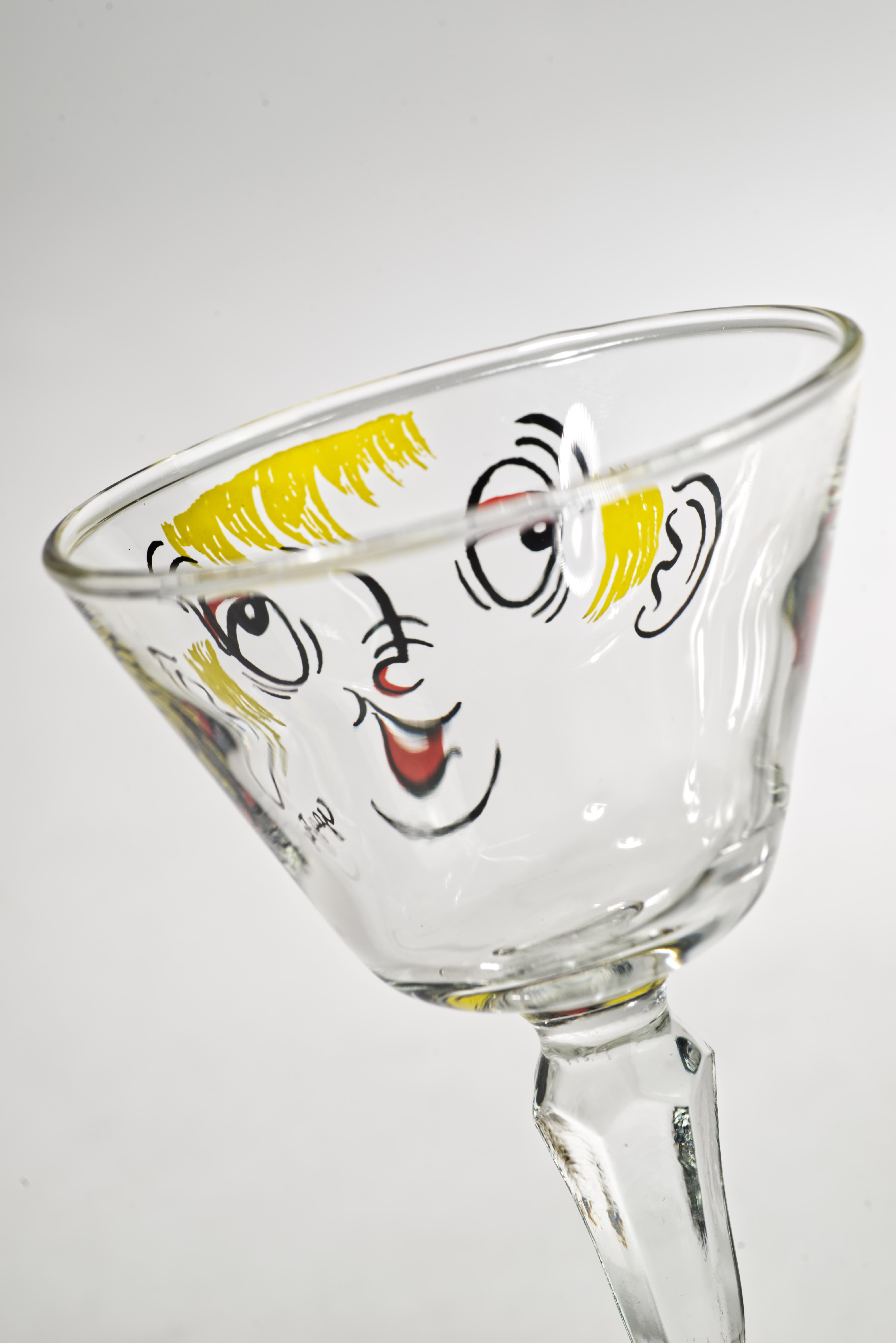 Pareja de copas de cóctel o martini de tallo curvado Beau Brummel de Gay Fad Studio Años 50 en venta 1