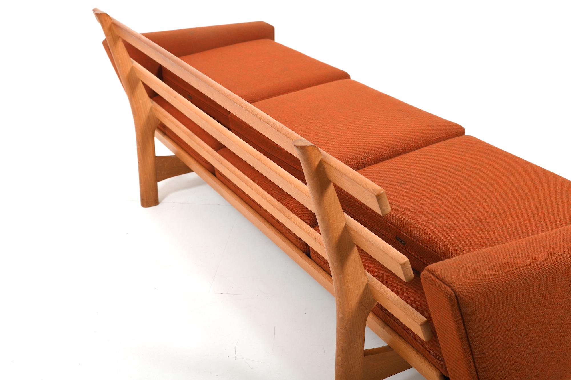 Fabric Pair of GE-236/3 Sofas in Oak by Hans J. Wegner
