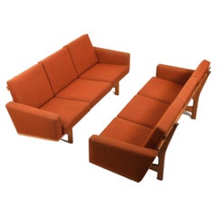 Pair of GE-236/3 Sofas in Oak by Hans J. Wegner