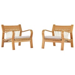 Pair of GE 671 Easy Chairs by Hans Wegner for GETAMA, Denmark, 1967