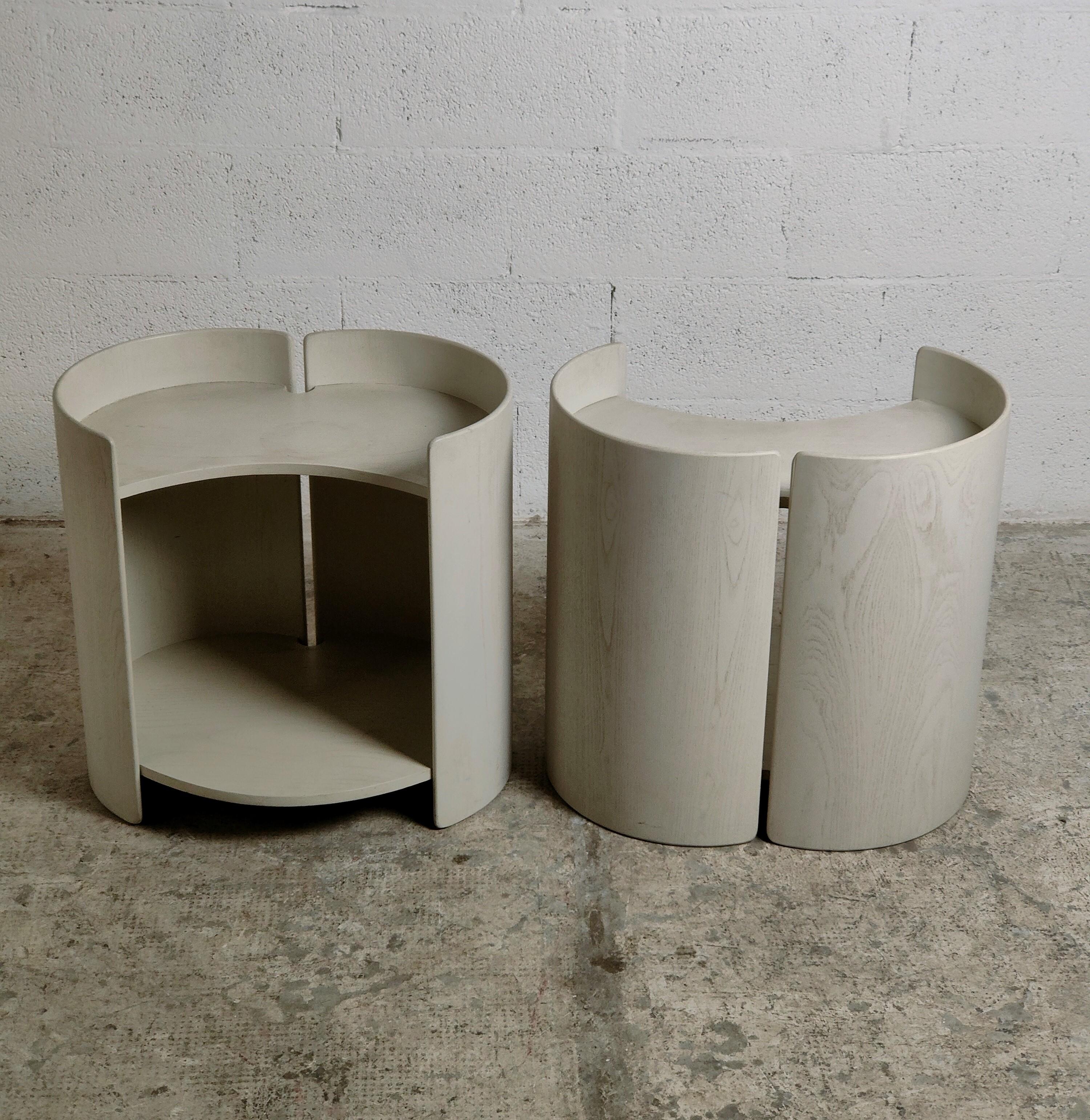 Mid-Century Modern Pair of Gea Wooden Side Tables by Kazuhide Takahama for Gavina 60s
