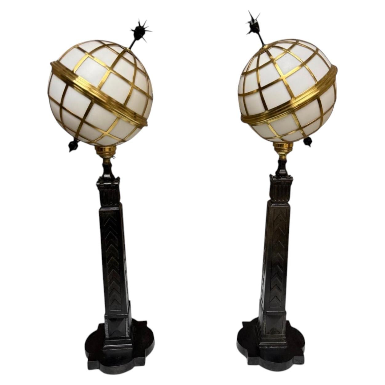 Pair of G.E.C. Globe Lamps. British Empire Exhibition, Wembley Park, 1924 For Sale