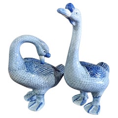 PAIR OF GEESE  On Chinese Ceramics, end 19th Century/beginning 20th