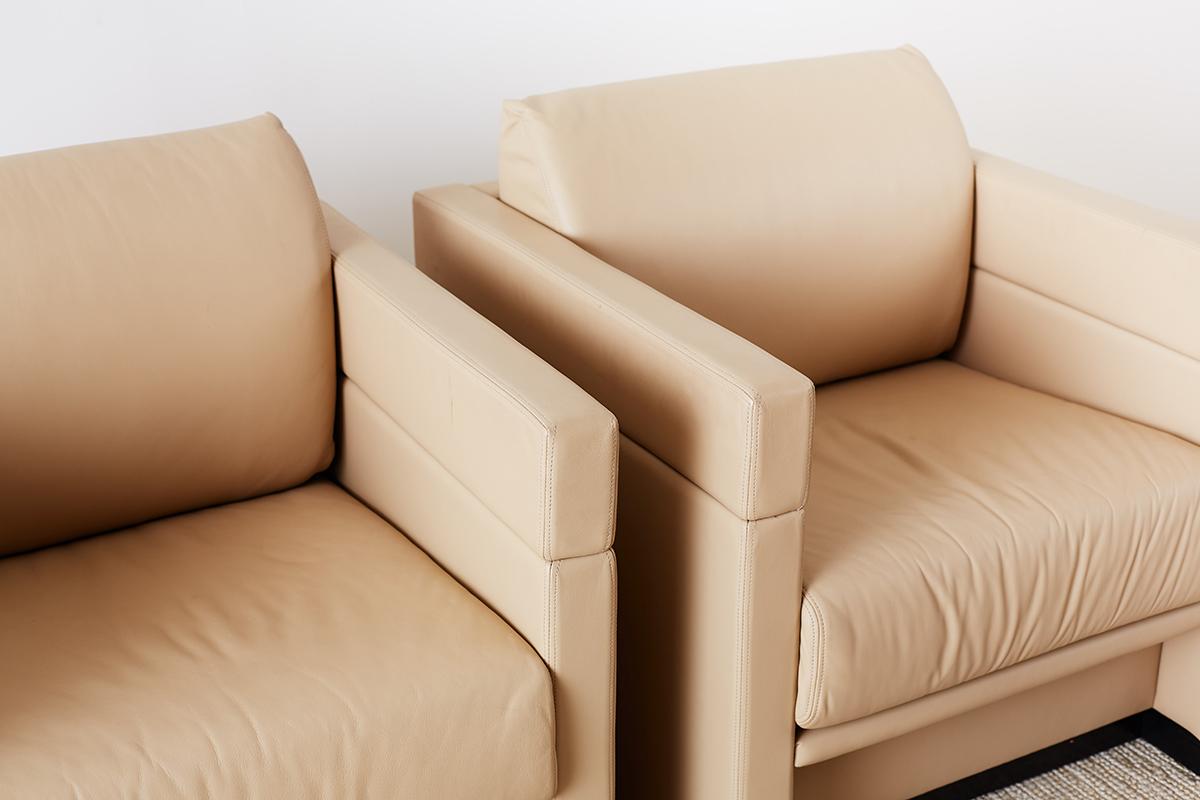 American Pair of Geiger for Herman Miller Leather Cube Chairs For Sale