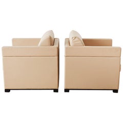 Pair of Geiger for Herman Miller Leather Cube Chairs