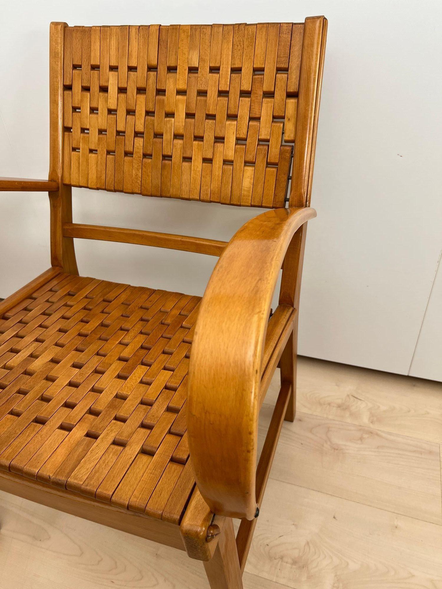 Pair of ‘Gelenka’ Armchairs, Polished Beech Wood, Germany circa 1950 For Sale 4