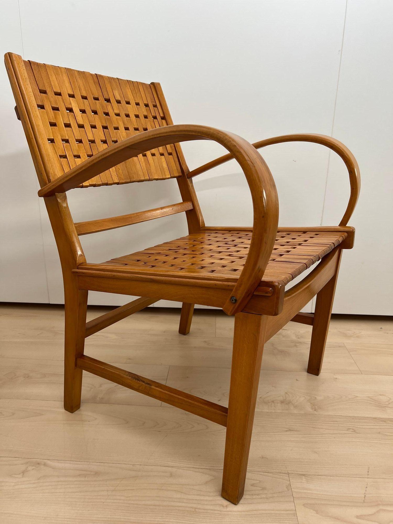 Pair of ‘Gelenka’ Armchairs, Polished Beech Wood, Germany circa 1950 For Sale 7