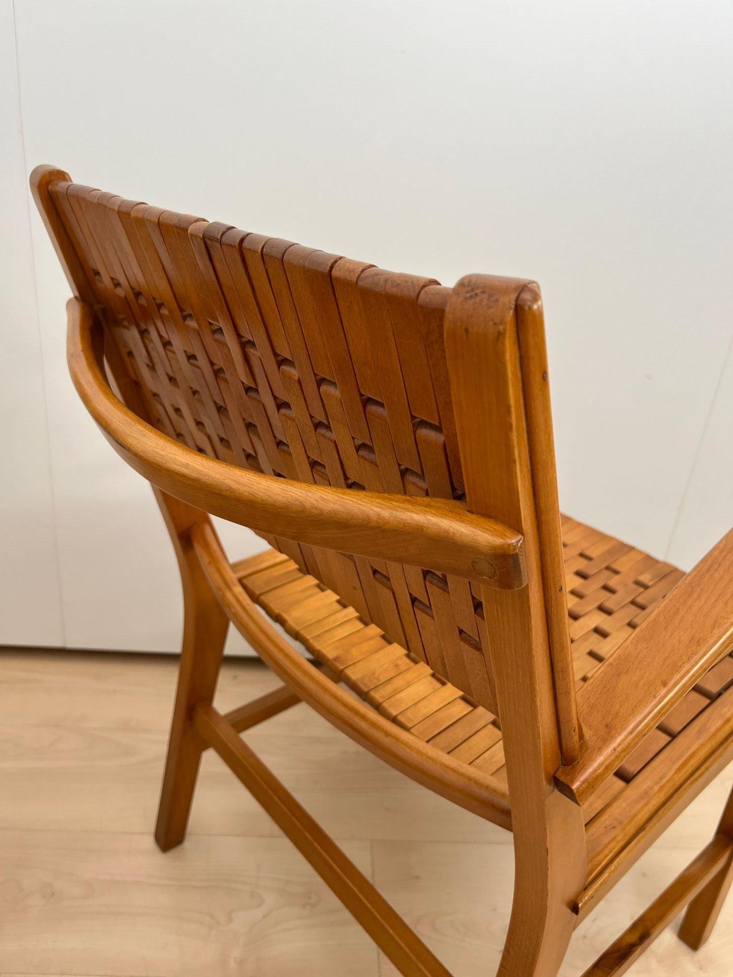 Pair of ‘Gelenka’ Armchairs, Polished Beech Wood, Germany circa 1950 For Sale 9