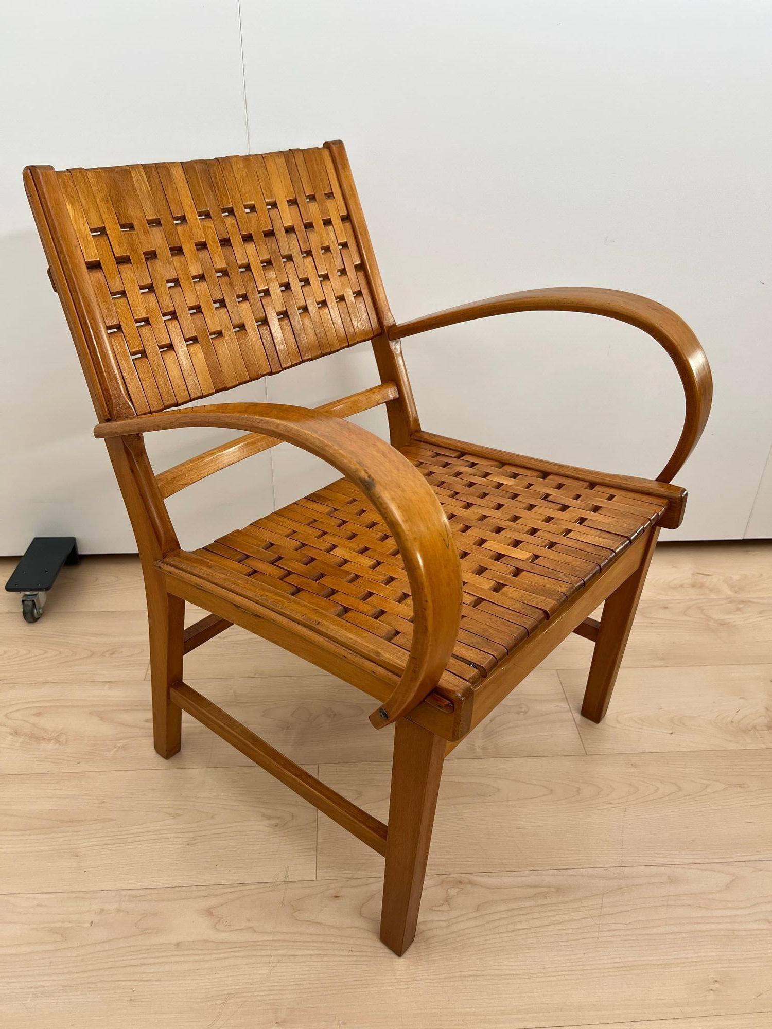 Pair of ‘Gelenka’ Armchairs, Polished Beech Wood, Germany circa 1950 For Sale 10
