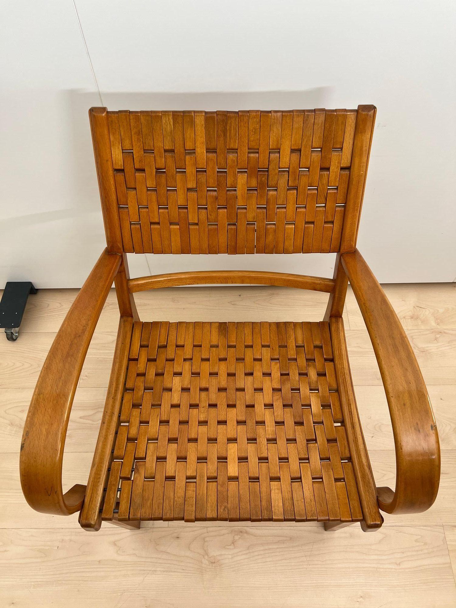 Pair of ‘Gelenka’ Armchairs, Polished Beech Wood, Germany circa 1950 For Sale 11