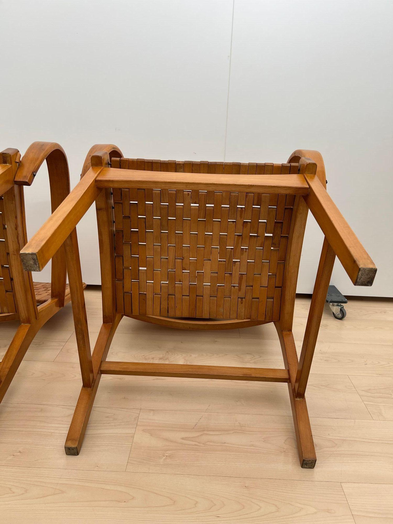 Pair of ‘Gelenka’ Armchairs, Polished Beech Wood, Germany circa 1950 For Sale 13