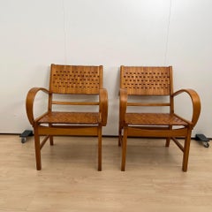 Pair of ‘Gelenka’ Armchairs, Polished Beech Wood, Germany circa 1950