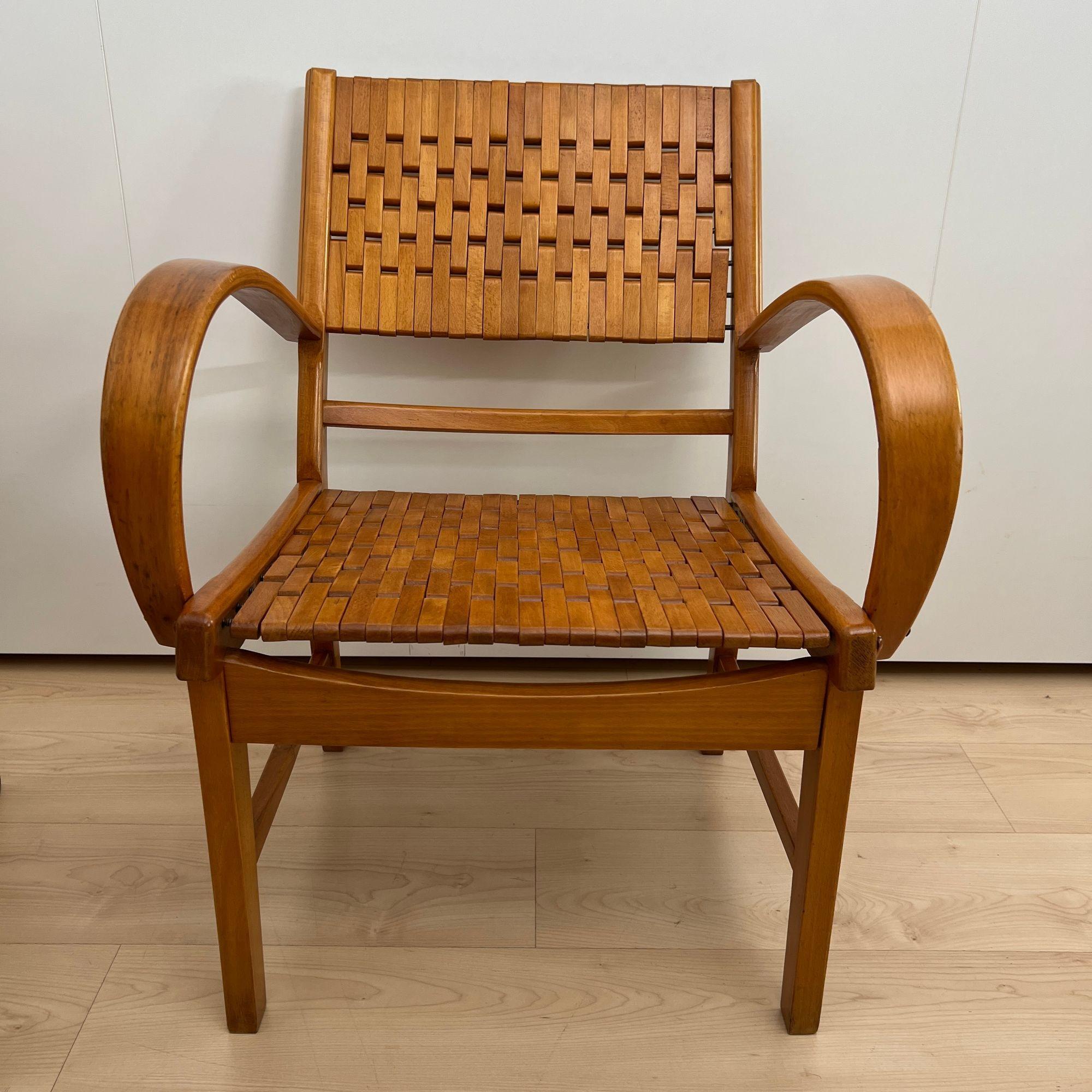 Pair of ‘Gelenka’ Armchairs, Polished Beech Wood, Germany circa 1950 For Sale 2