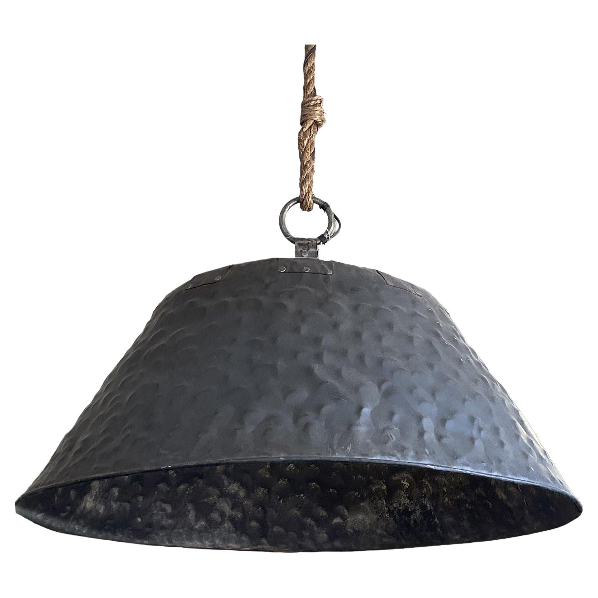 Pair of Generously Sized Industrial Metal Pendant Lights