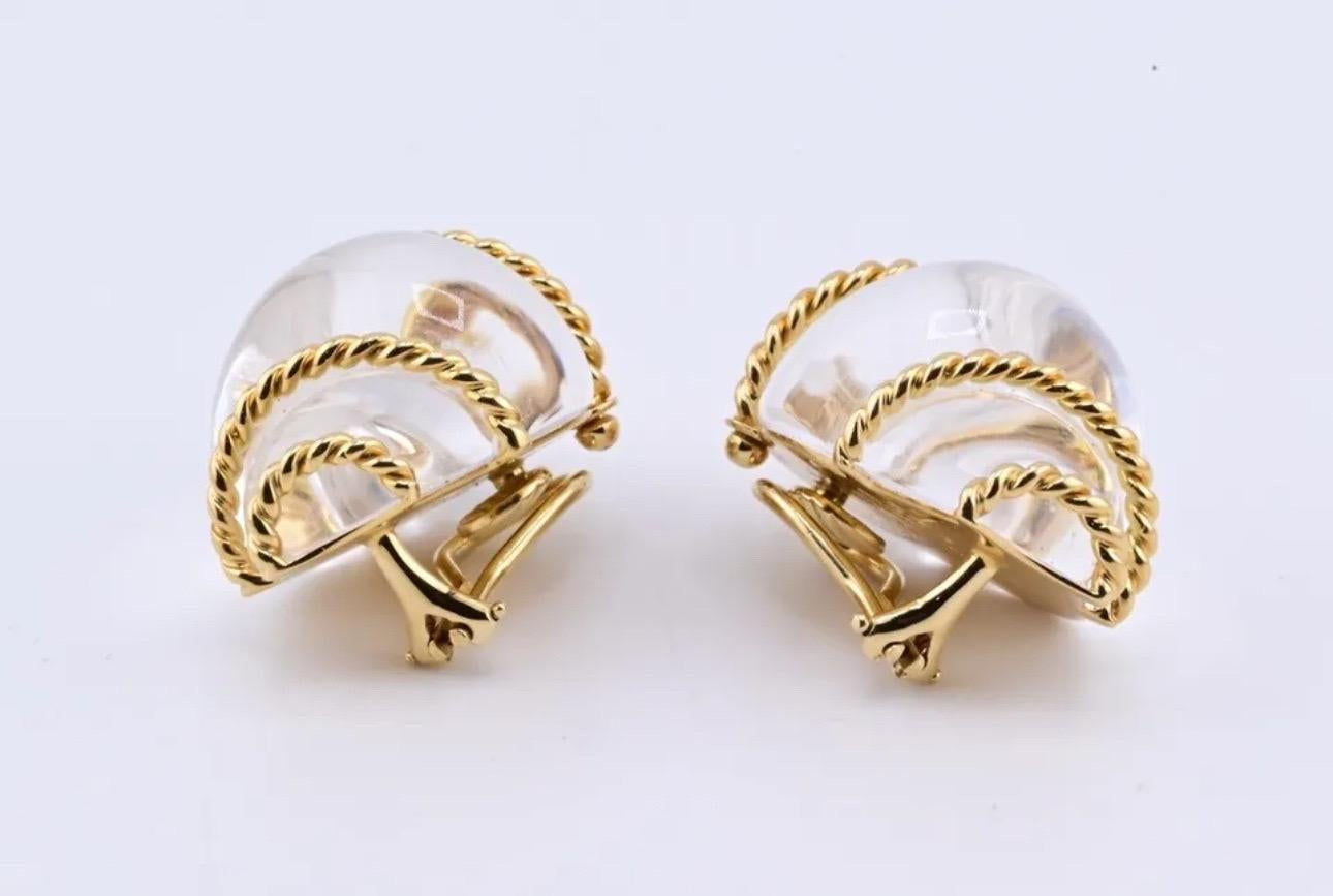Pair of Genuine Seaman Schepps Crystal 18K Gold Earrings With Original Box In Good Condition For Sale In Media, PA