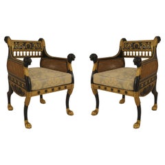 Paar englische Regency-Sessel von Geo Smith aus ebonisiertem Bergére