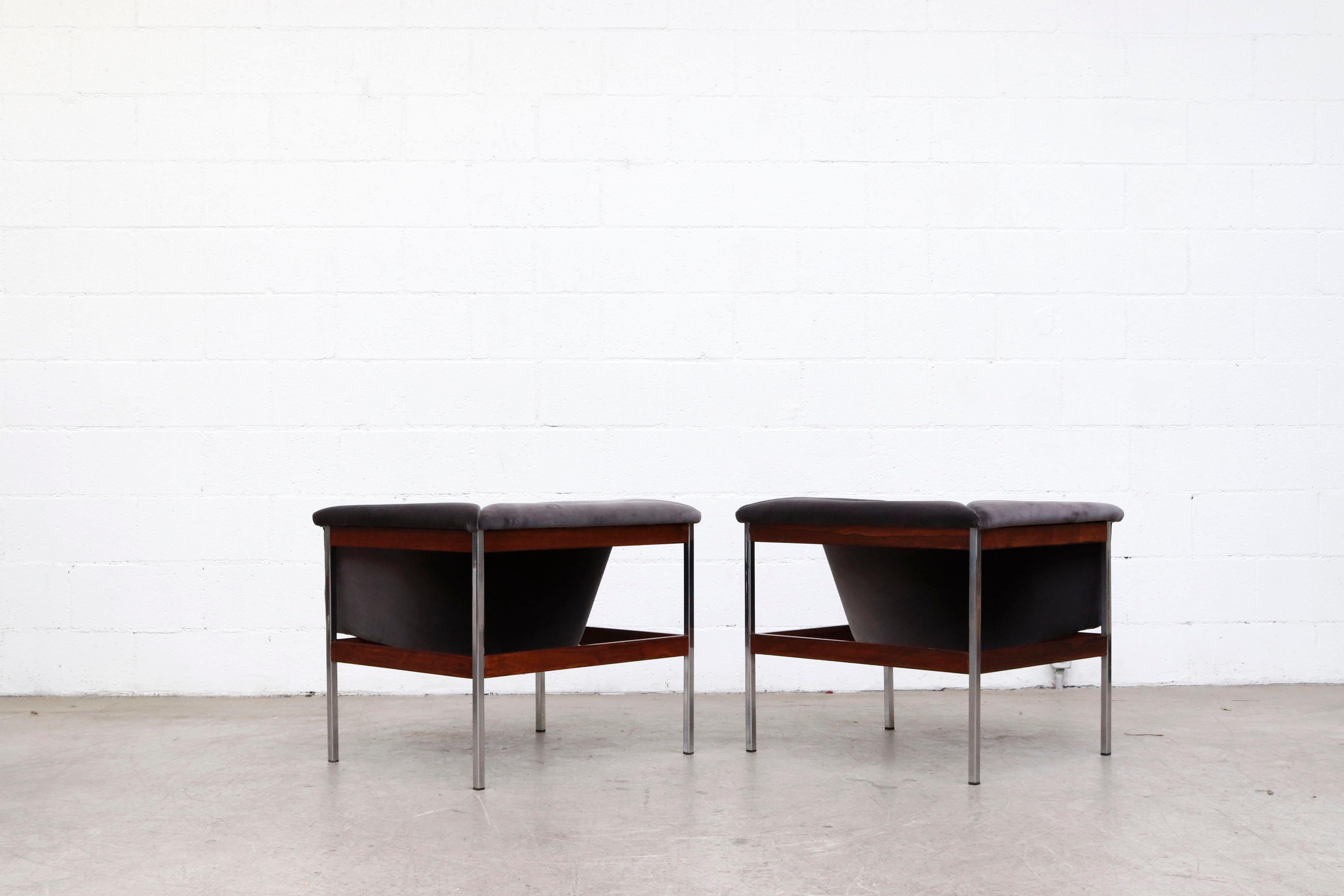 Velvet Pair of Geoffrey Harcourt Series No 042 Lounge Chairs, 1963