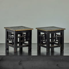 Pair of Geometric 19th Century Wood Occasional Tables