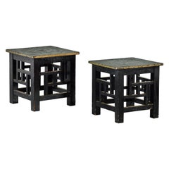 Pair of Geometric 19th Century Wood Occasional Tables