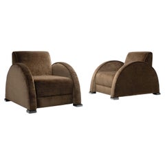 Pair of Geometric Art Deco Armchairs, France first half of the 20th Century