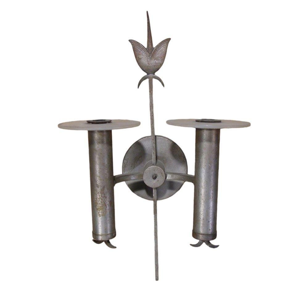 American Pair of Geometric Art Deco Wall Sconces For Sale