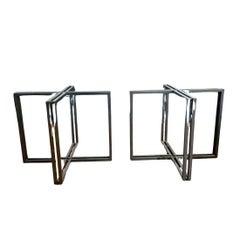 Pair of Geometric Black Metal Table Bases