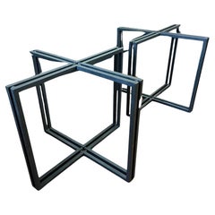 Paire de bases de table géométriques en métal noir