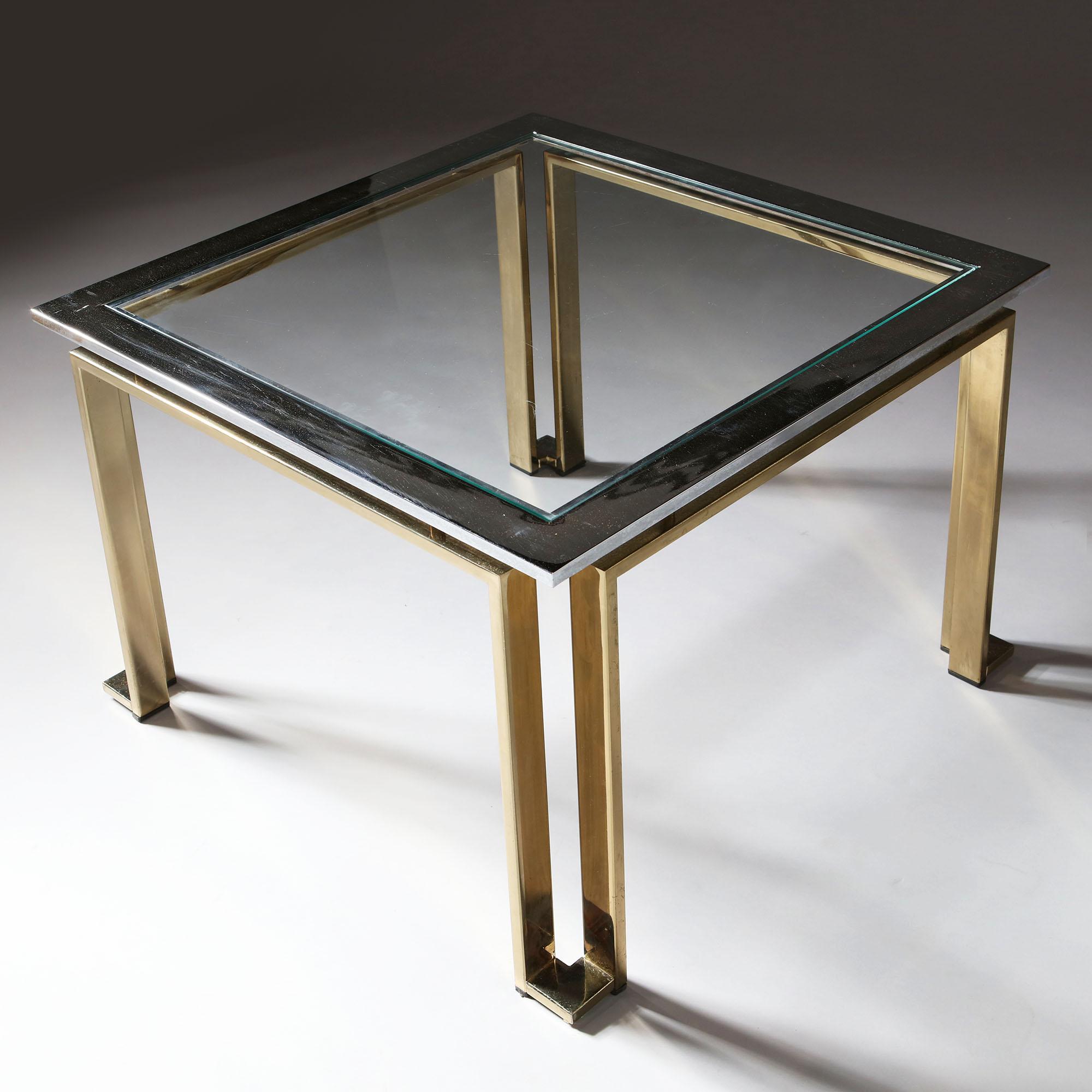Pair of Geometric Chrome and Brass Tables In Good Condition In London, GB