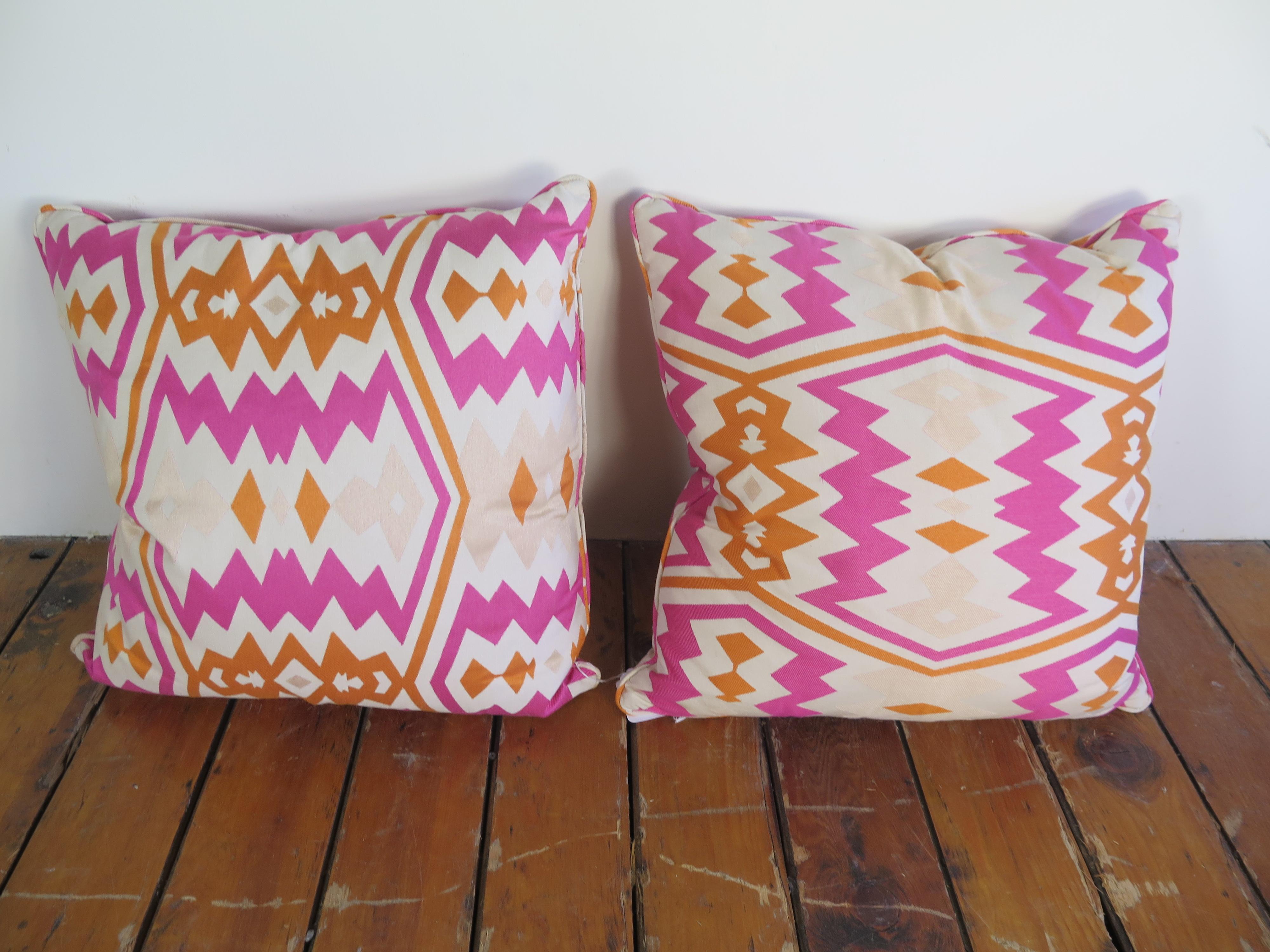 Pair of Geometric Down Pillows In Good Condition In Bridgehampton, NY