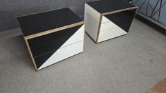Pair of Geometric Glass and Brass Nightstands by Justfurnituress