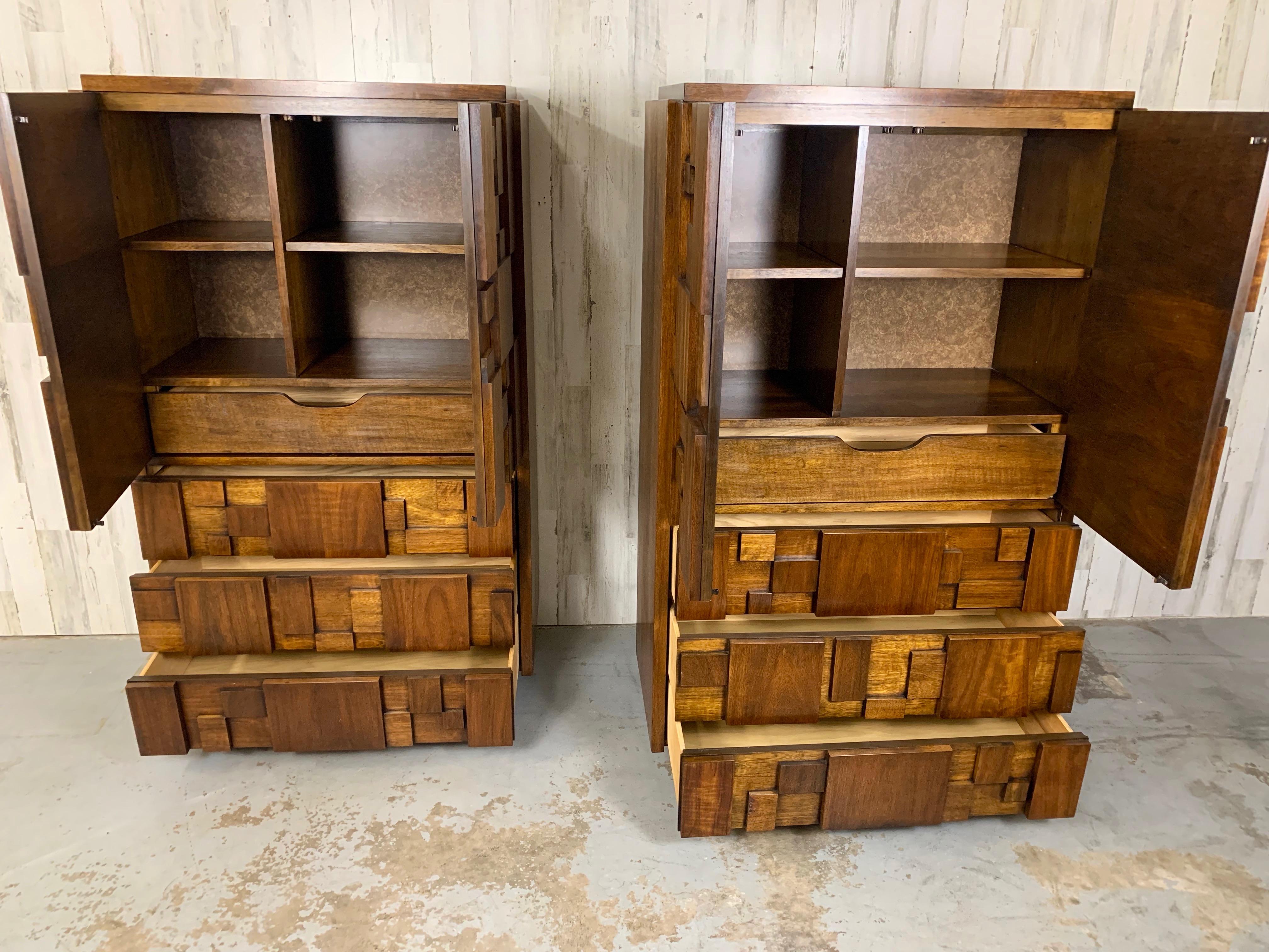 Pair of Geometric Highboy Dressers 3