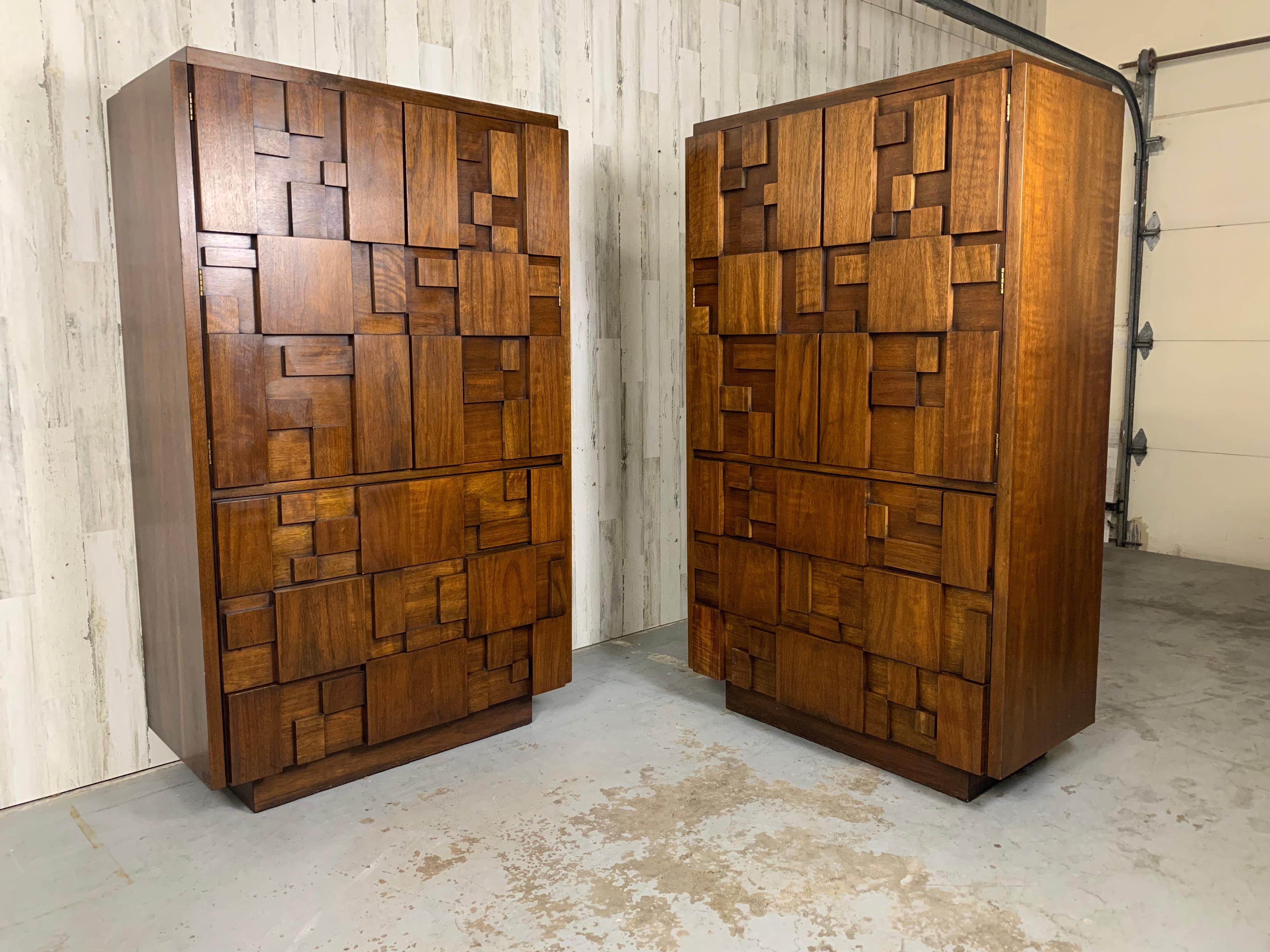 American Pair of Geometric Highboy Dressers