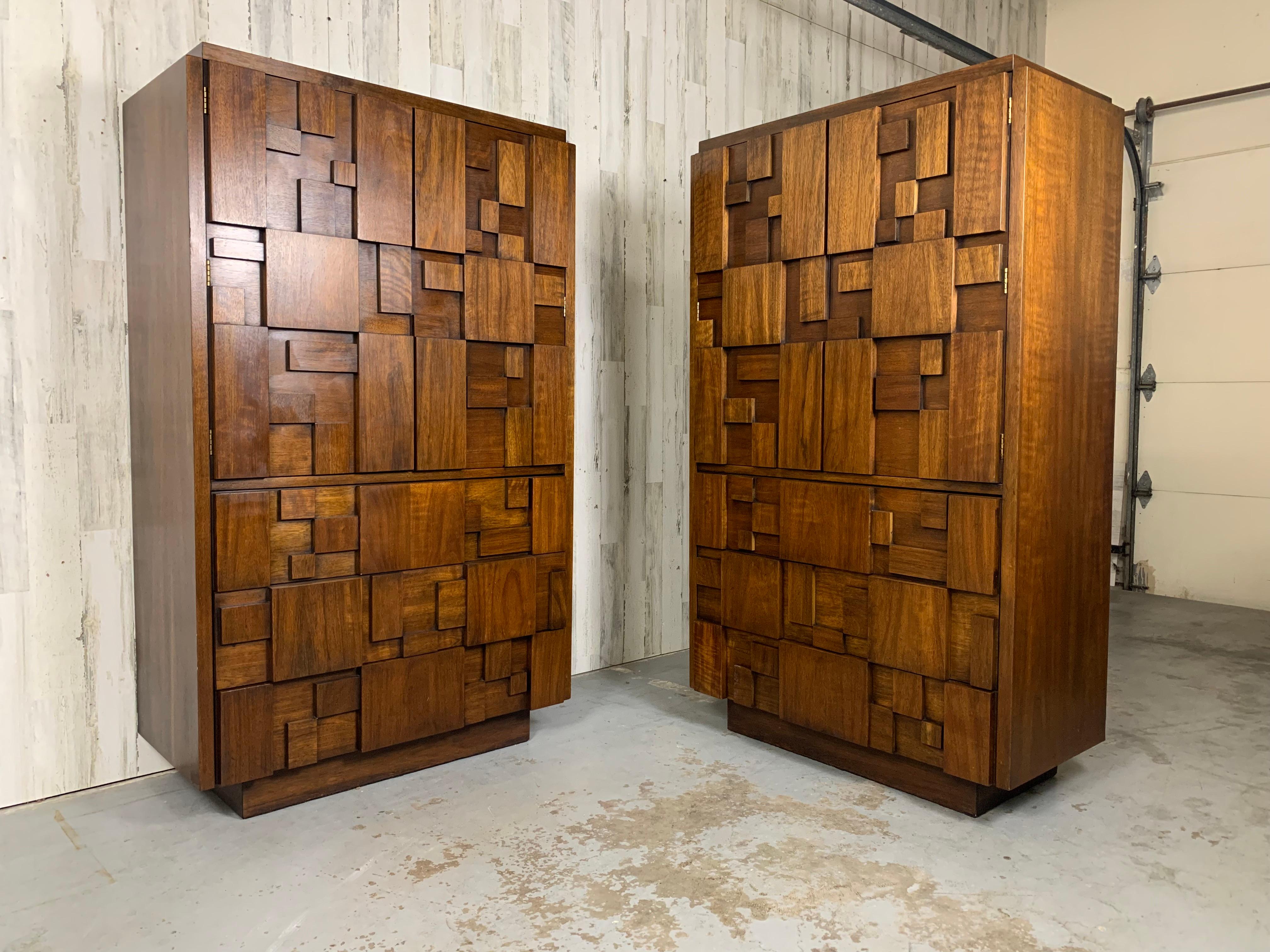 Pair of Geometric Highboy Dressers 1