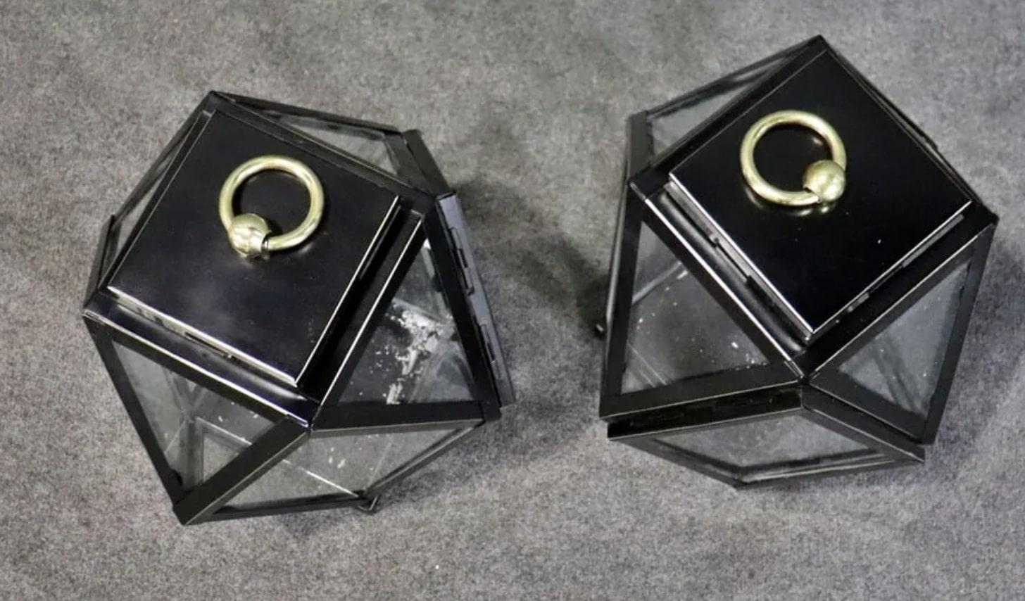 Pair of Geometric Lanterns For Sale 1