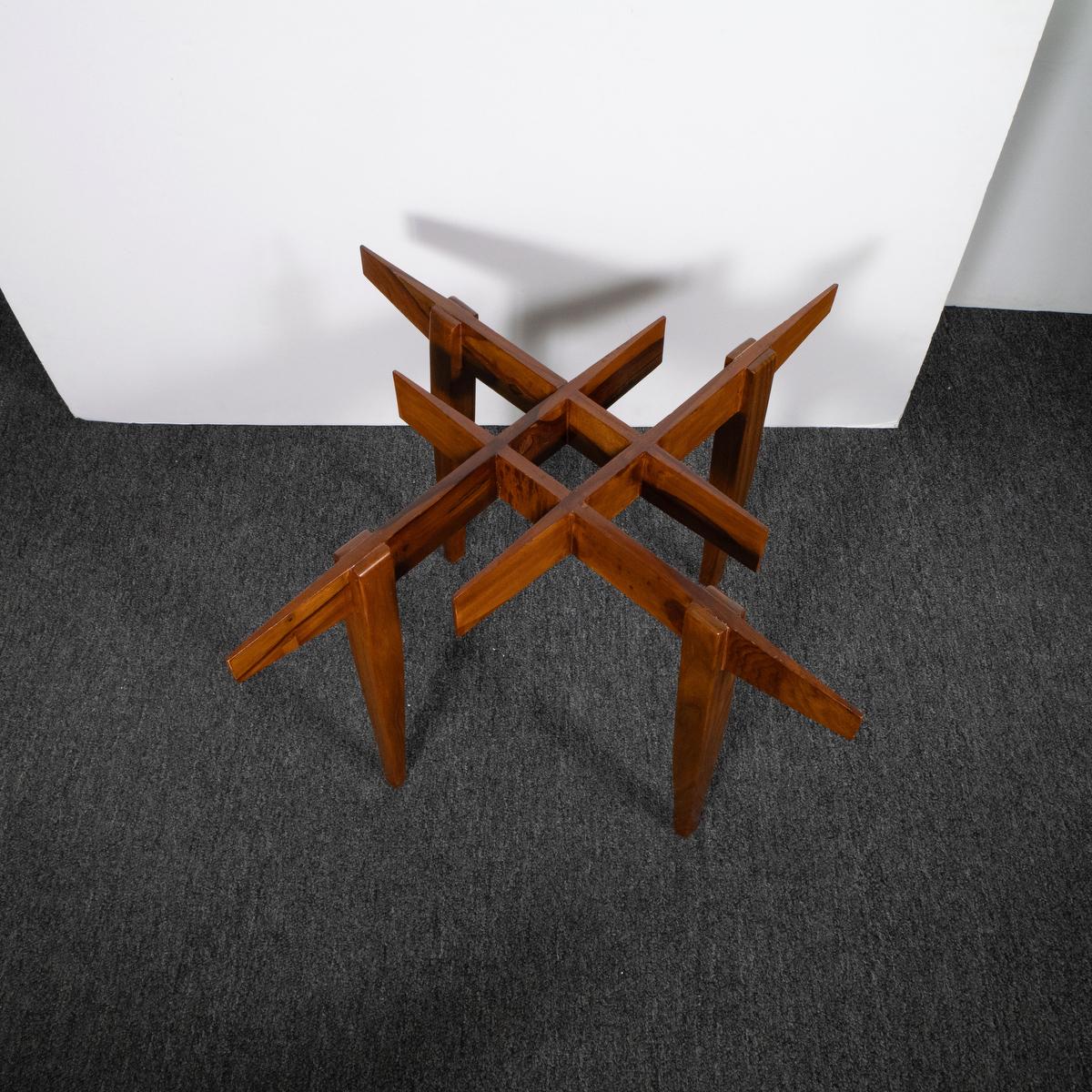 Pareja de mesas auxiliares de madera con motivos geométricos Vidrio en venta