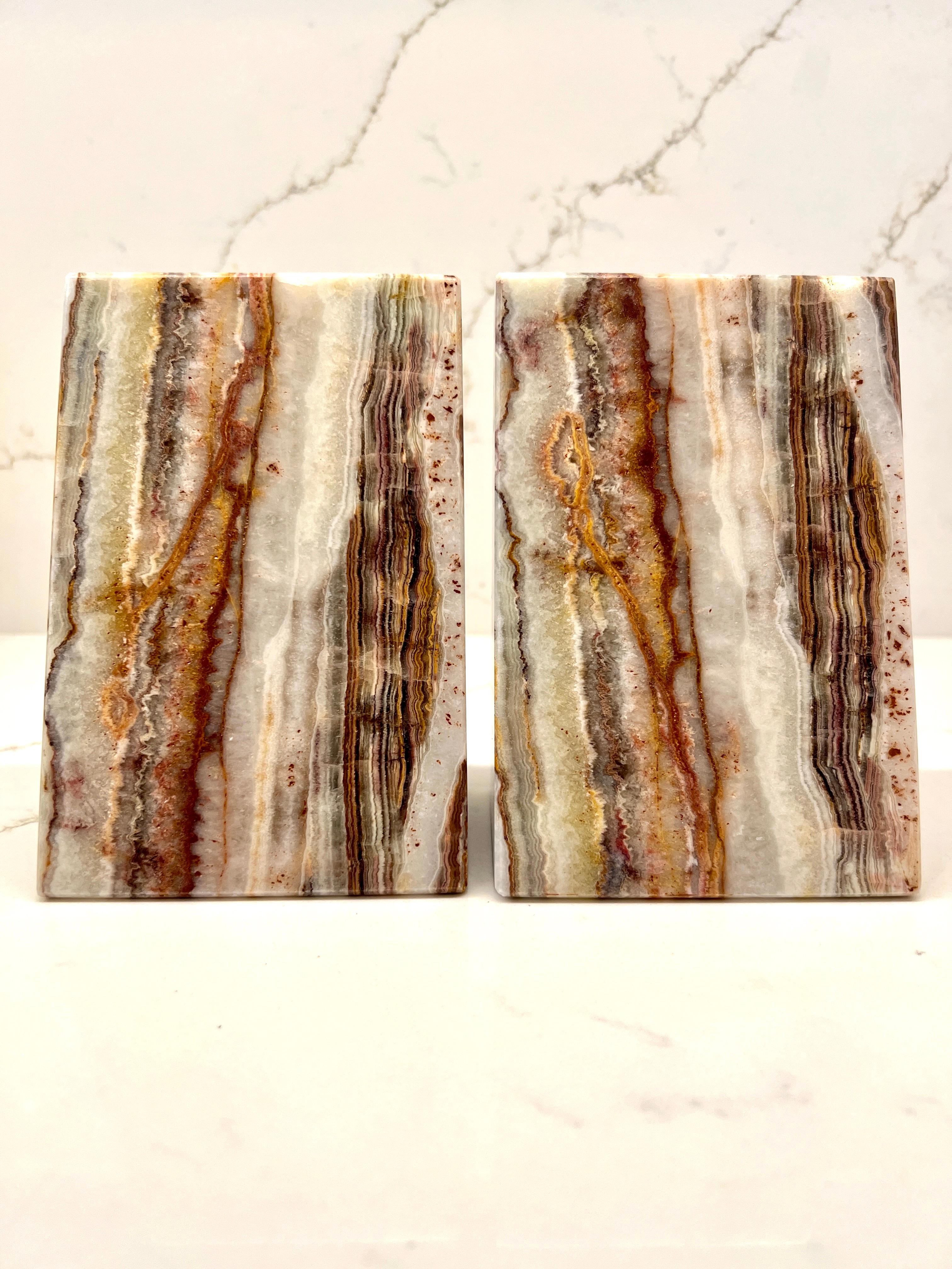 Pair of Geometric Onyx Bookends For Sale 2