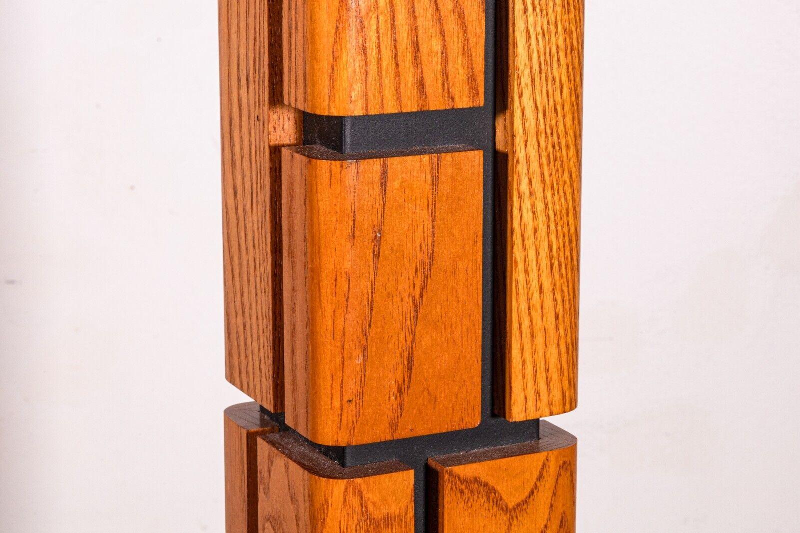 Pair of Geometric Post Modern Wood Puzzle Table Lamps 1970s For Sale 3