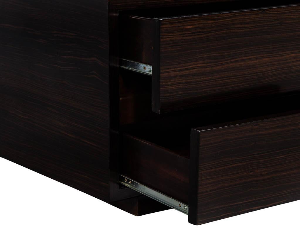 Pair of Geometric Stainless Steel Bookcases with Macassar Base 1