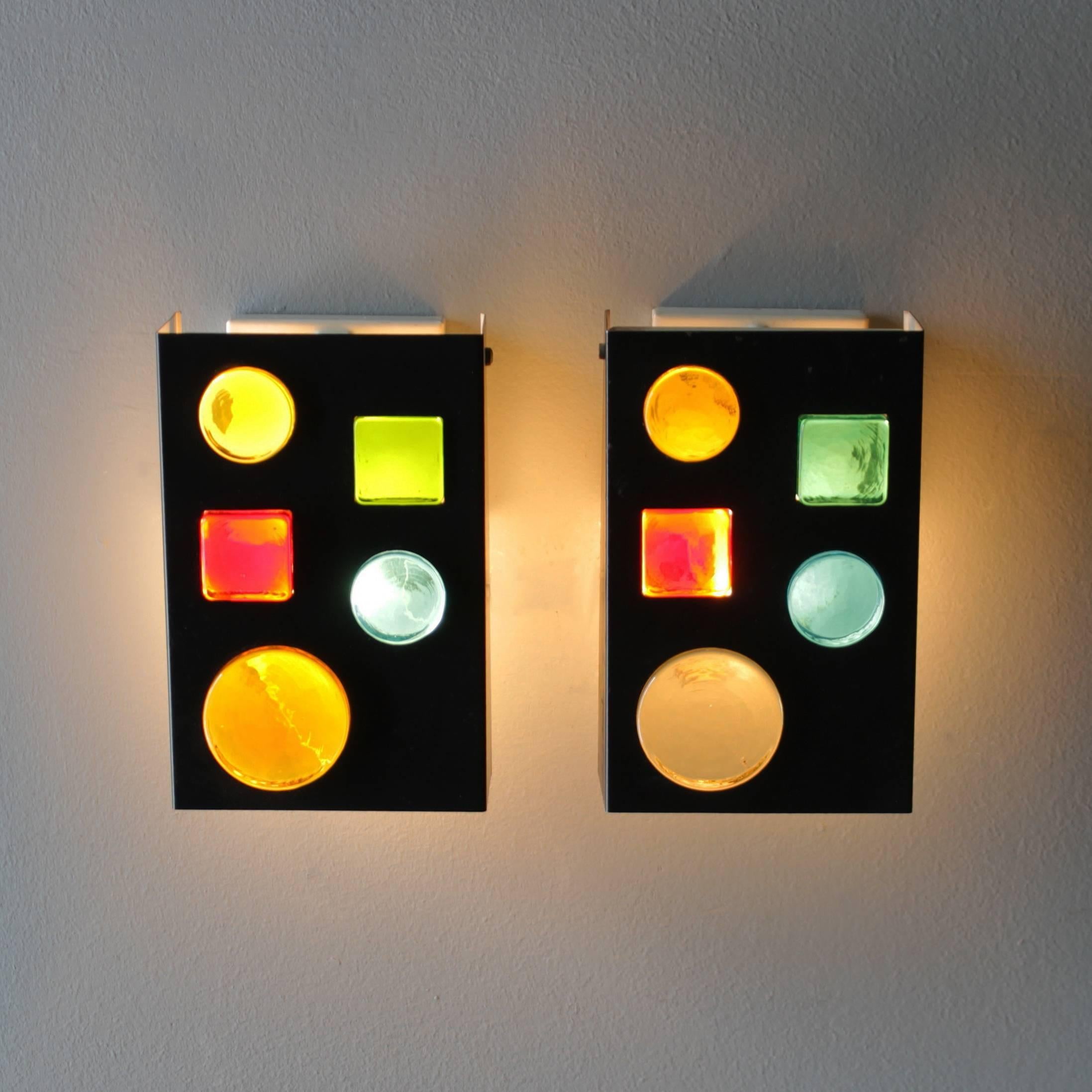 Lacquered Pair of Geometric Wall Lights by RAAK Amsterdam