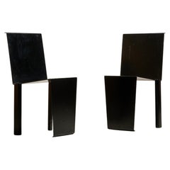 Pair of geometrical chairs by Editions Trans, 1980, France