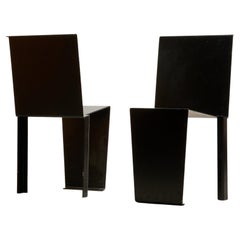 Pair of geometrical chairs by Editions Trans, 1980, France