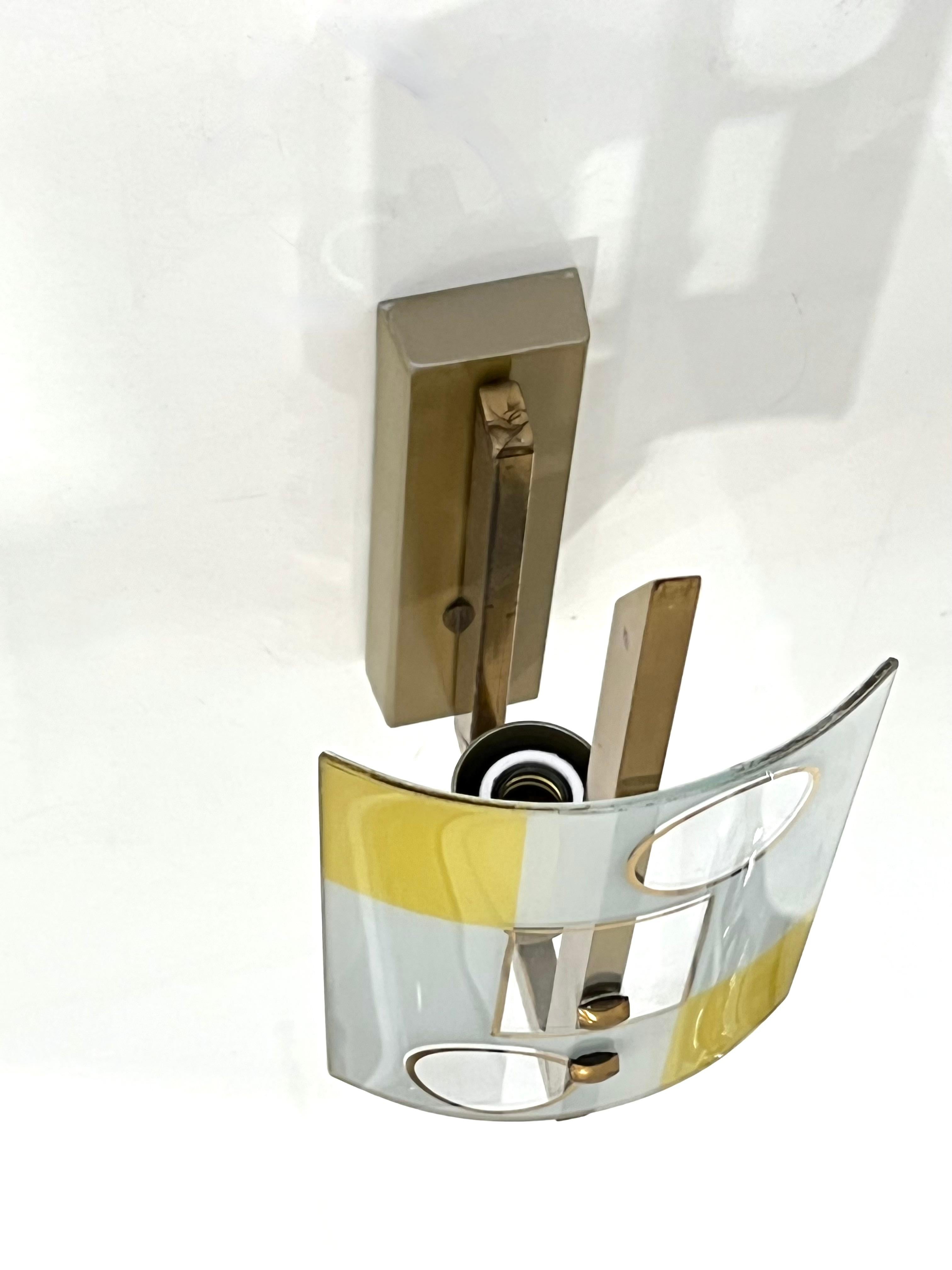 Pair of Geometrical Curved Glass Sconces For Sale 4