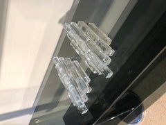 Pair of Geometrical Transparent Glass Wall Sconces Lights by Poliarte, 1960s