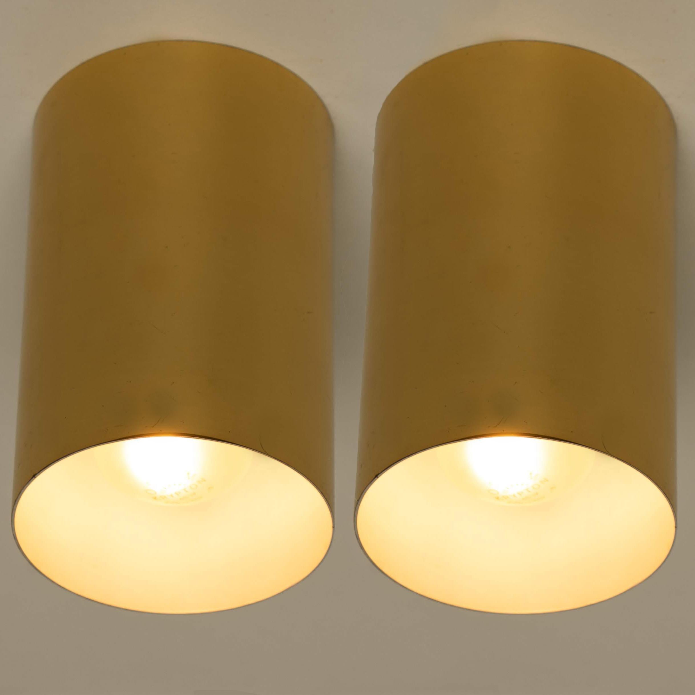 Modern Pair of Geometrical Tube Brass Sconces by Hillebrand, 1970 For Sale
