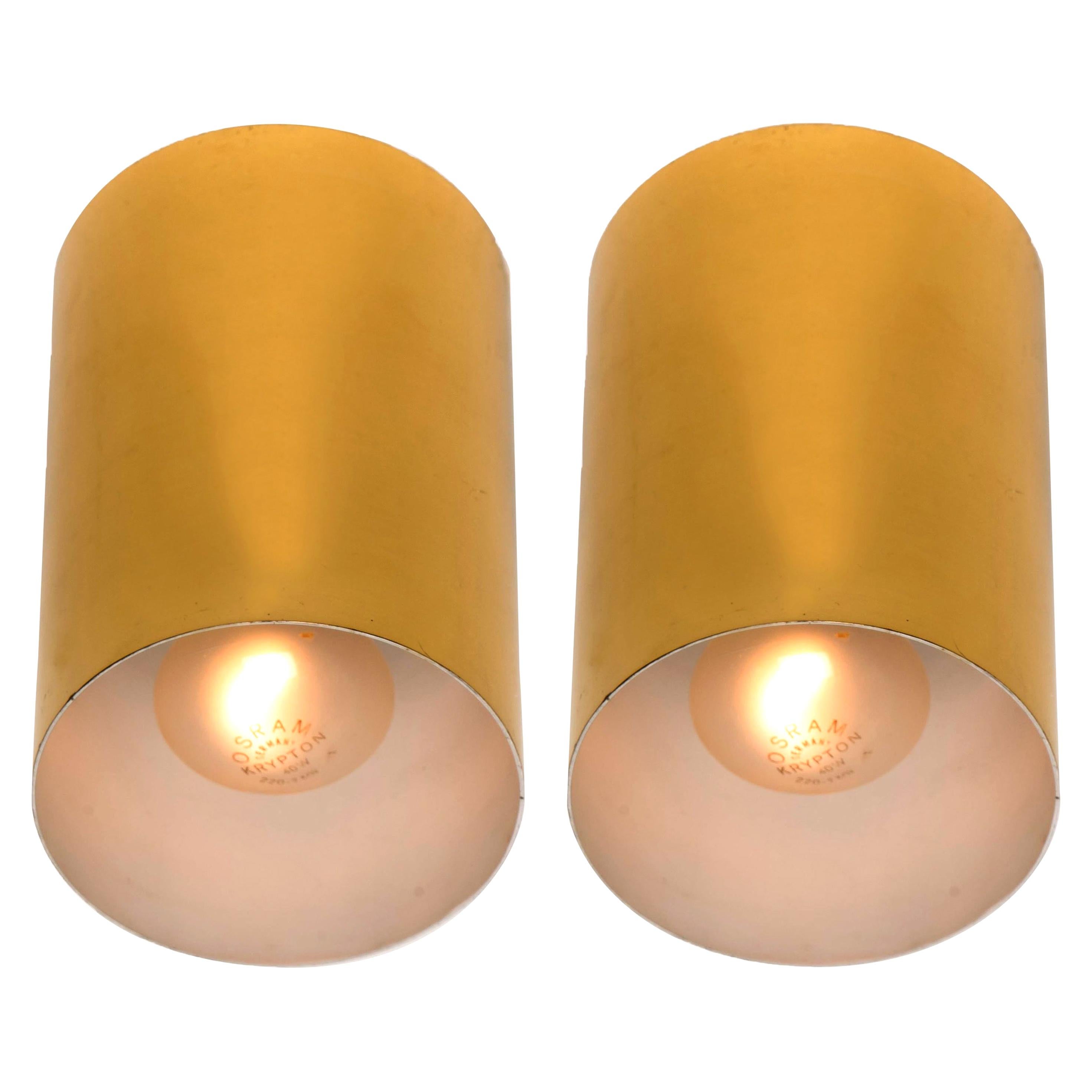 Pair of Geometrical Tube Brass Sconces by Hillebrand, 1970 For Sale