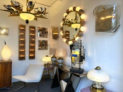 Pair of Geometry Glass Construction Metal Sconces, Italy, 1970s
