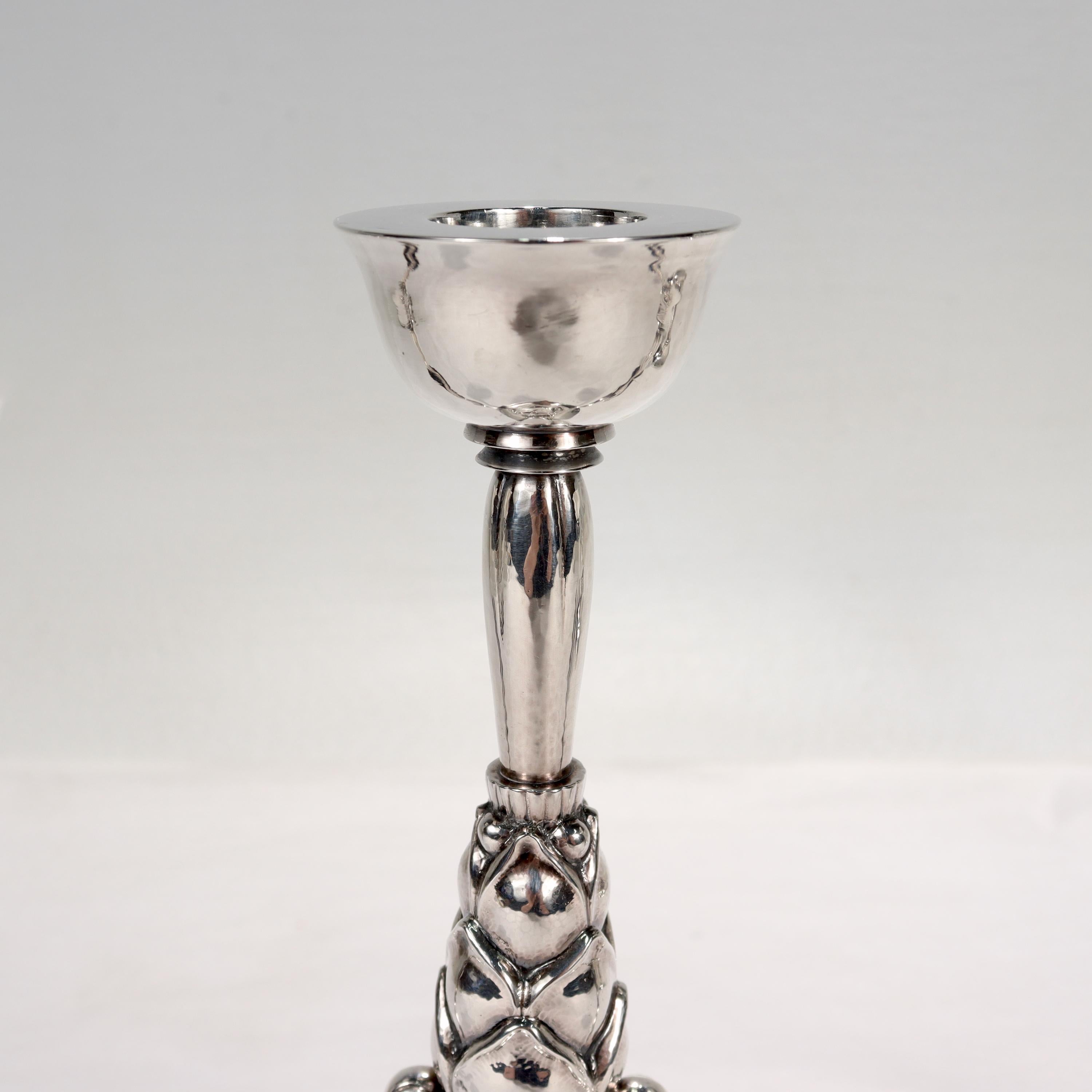 Coppia di candelabri in argento Sterling Georg Jensen Art Deco 537 C di Harald Nielsen in vendita 7