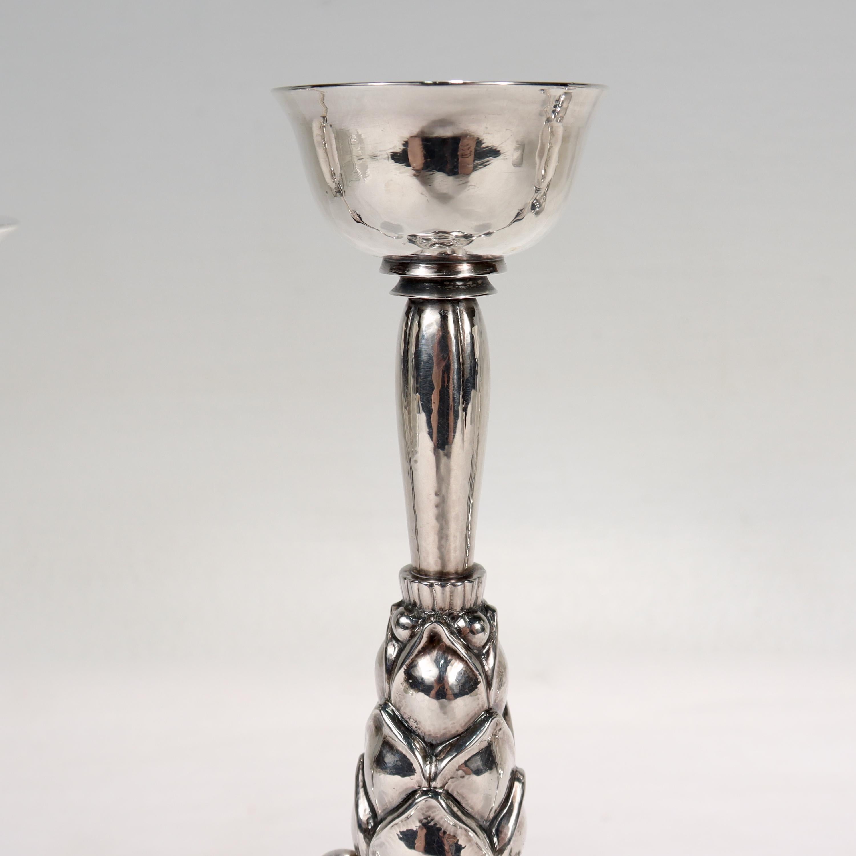 Coppia di candelabri in argento Sterling Georg Jensen Art Deco 537 C di Harald Nielsen in vendita 9