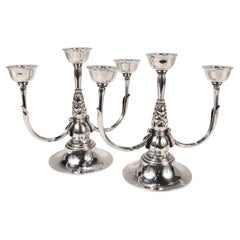 Pareja de candelabros Georg Jensen Art Déco 537 C de plata de ley de Harald Nielsen